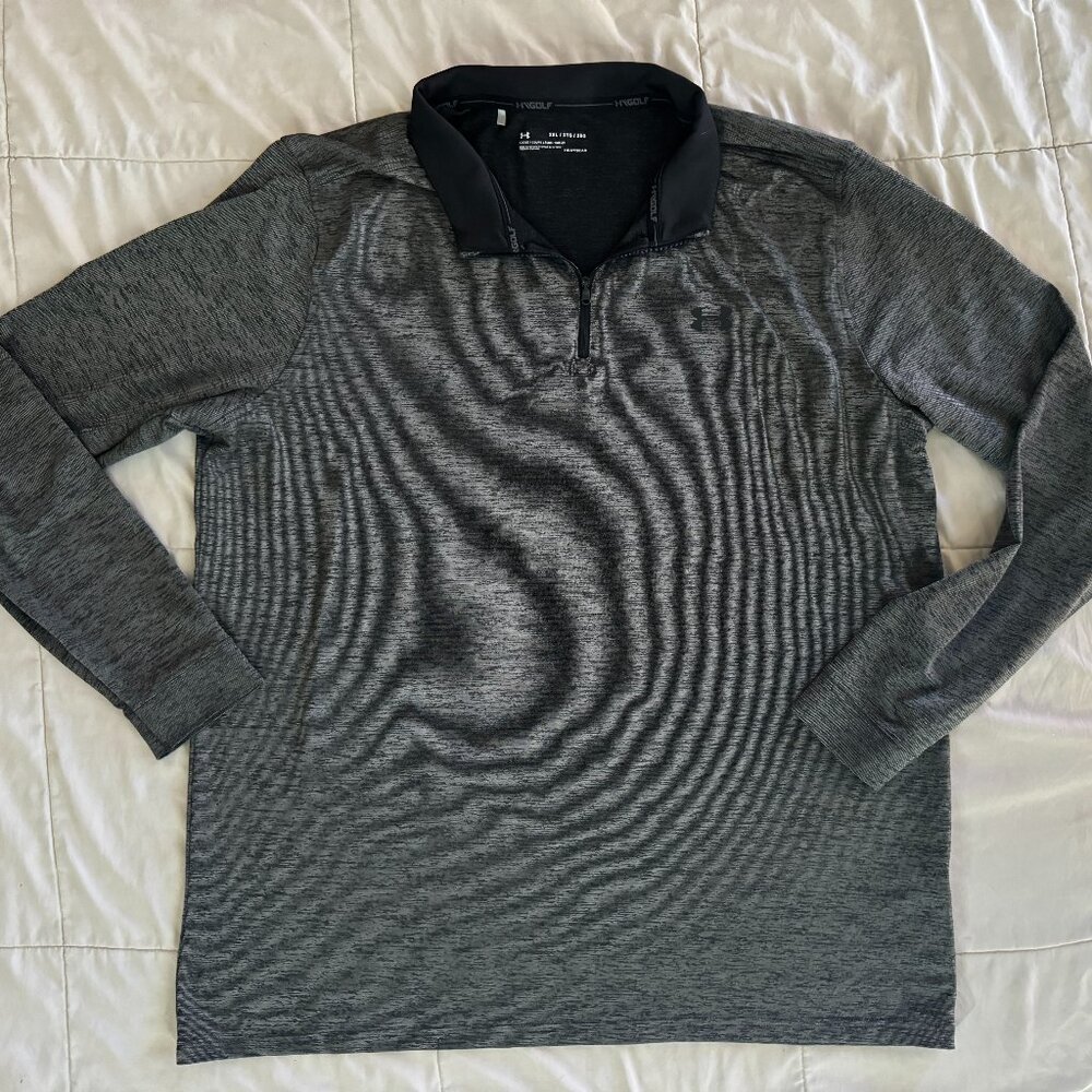 Heatgear Gray Collared Golf Wicking Long Sleeve Shirt Mens sz 2XL